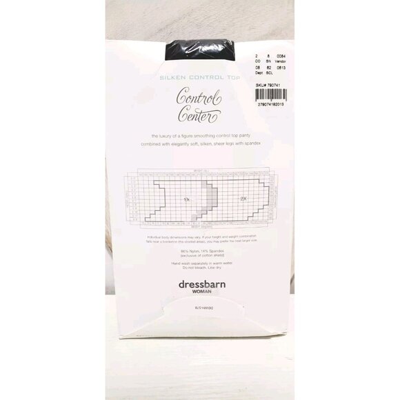 Dress Barn Control Center Pantyhose Plus Size 1X Black Silken Control Top - Picture 2 of 2